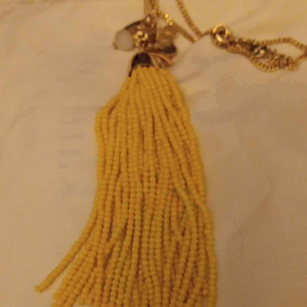 Loft Elegant Gold and Yellow Beaded Tassel Necklace